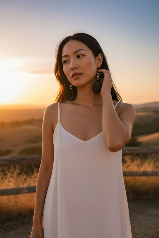 Favorite Black Ghost Swirl Engraved Earrings