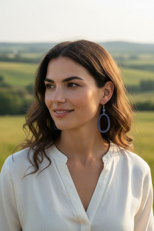 Plum - Blue Periwinkle Thin Polished Hoops