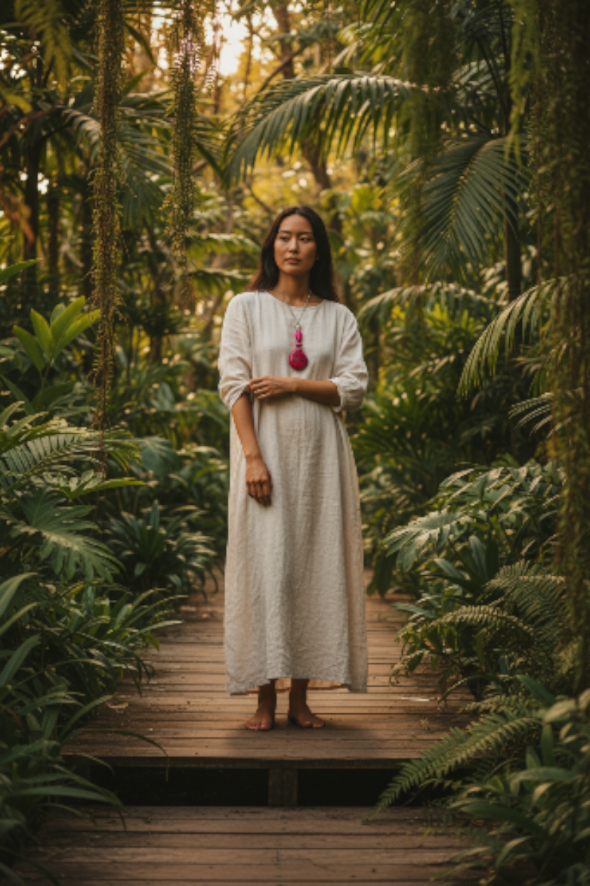 Hot Pink Natural Live Edge Tagua Butterfly Necklace - Vegan from the Rainforest
