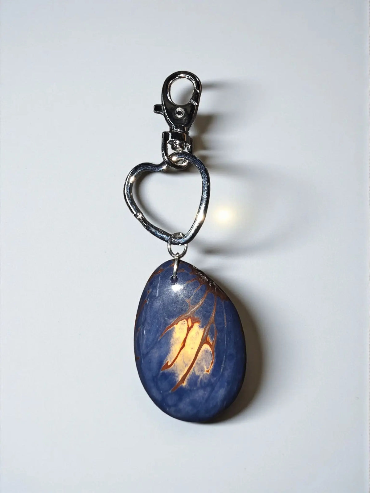 Dark blue oval key chain pendant with golden zodiac symbol, stylish bag charm for keys or bags