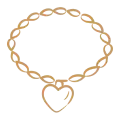 Gold-toned circular pendant with a central silver accent.