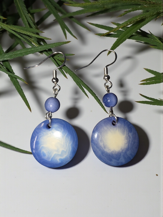 Periwinkle Blue MISTY COLLECTION Vegetable Ivory Eco-Friendly Earrings from the Rainforest Handmade in the USA - Earring