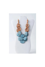 Remy vibrant tagua statement necklace with layered olive green and beige wooden beads and bold asymmetrical design