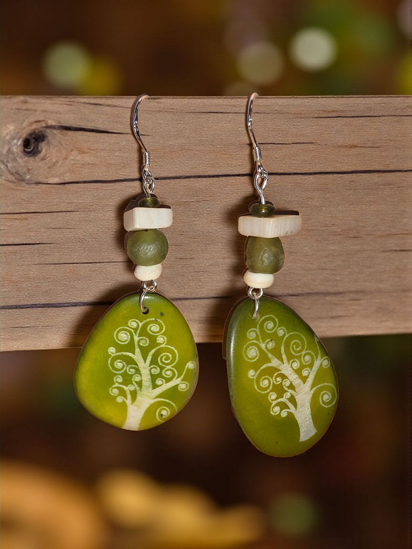 Sweet Pea Green Tree Engraved Slices