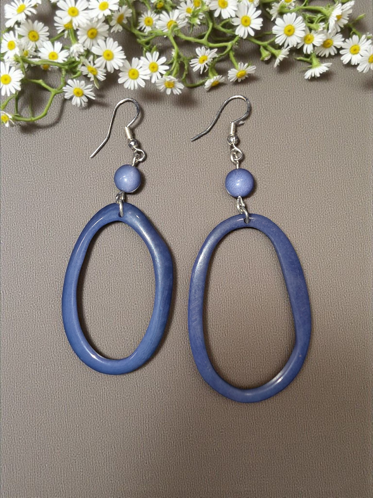 Plum - Blue Periwinkle Thin Polished Hoops