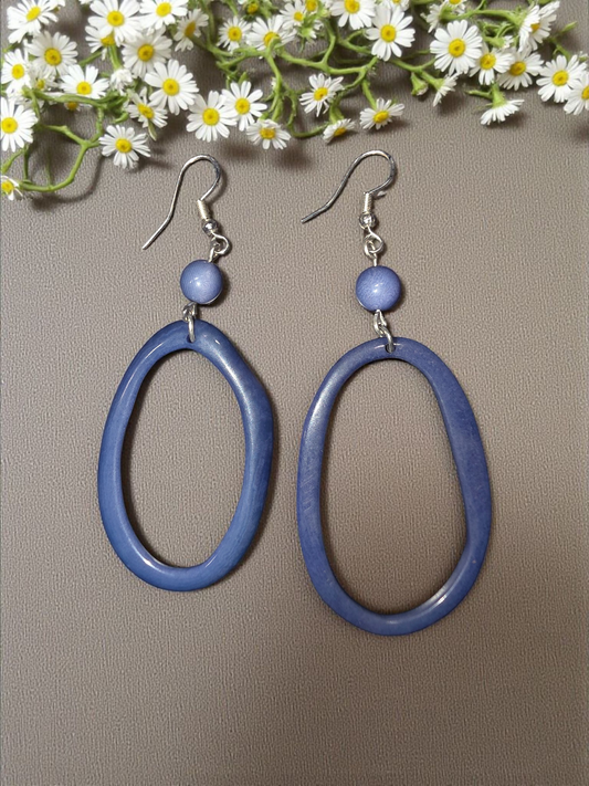 Plum - Blue Periwinkle Thin Polished Hoops