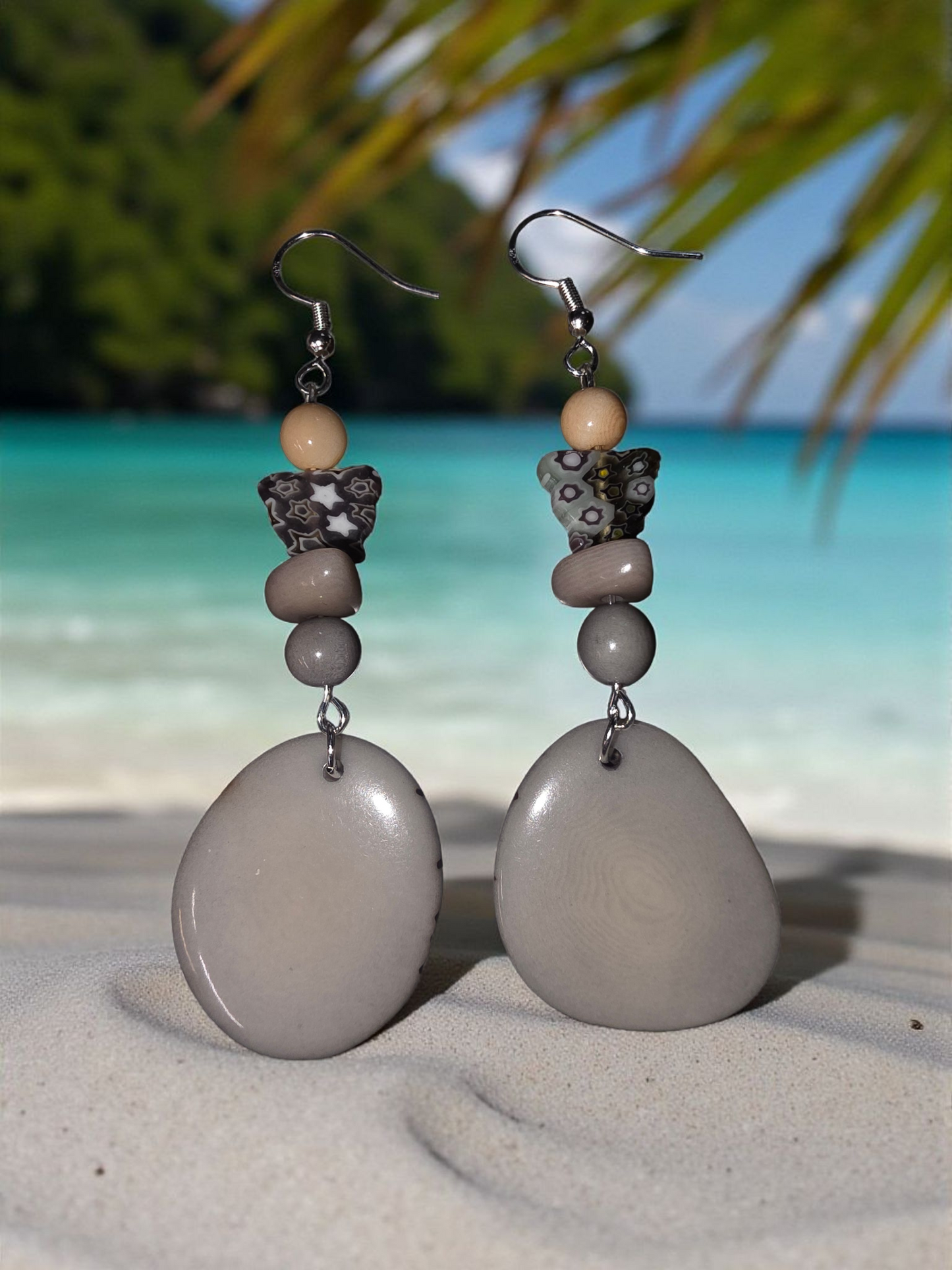 Dove Gray Tagua with Glass Bead Mix