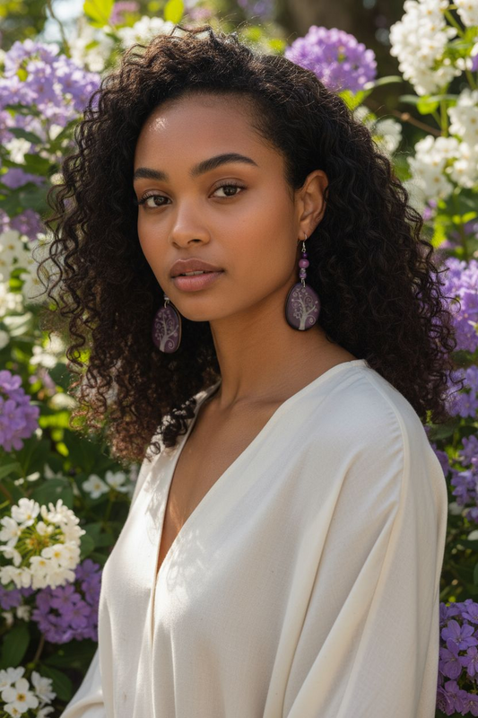 Purple Engraved Swirly Tree