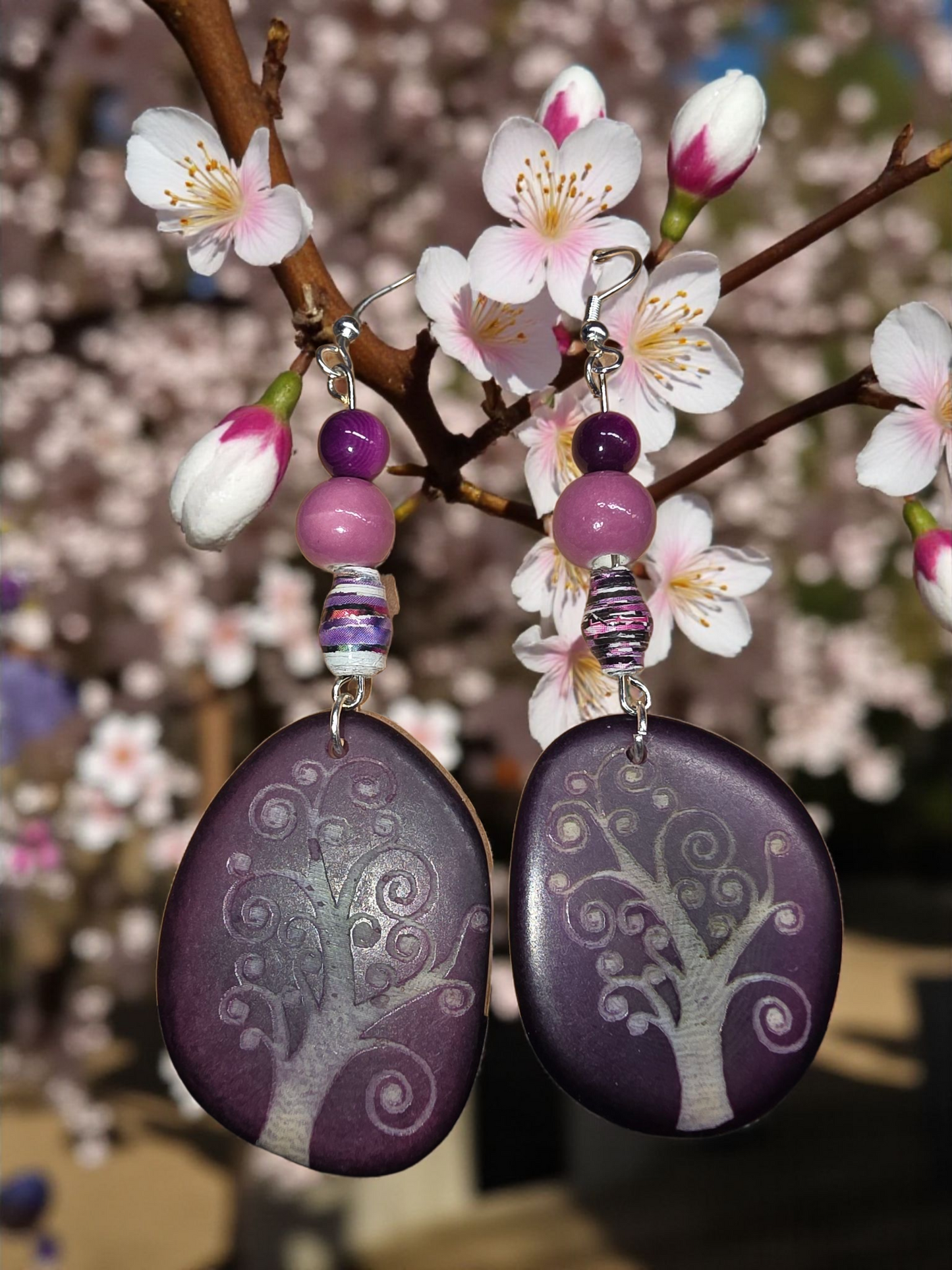 Purple Engraved Swirly Tree