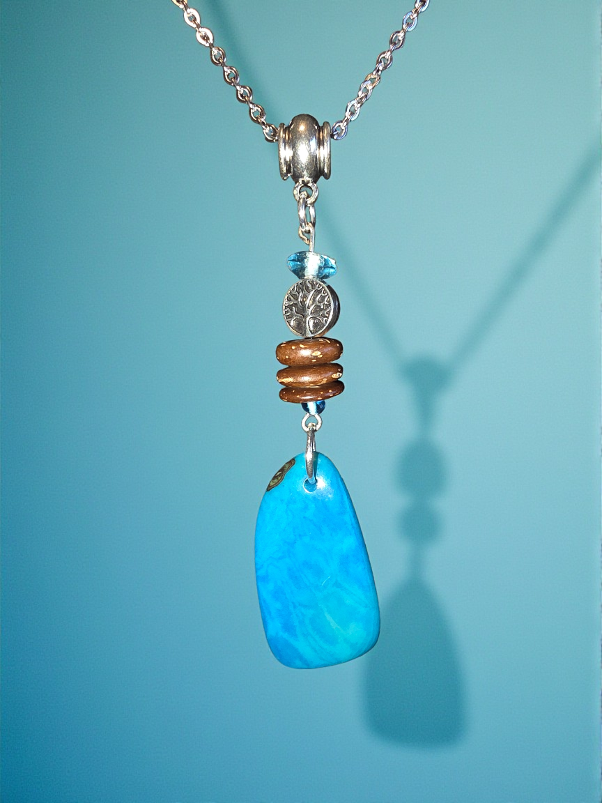 Blue Tagua Necklace Tree of Life | Fair Trade Eco-Friendly Jewelry Gift