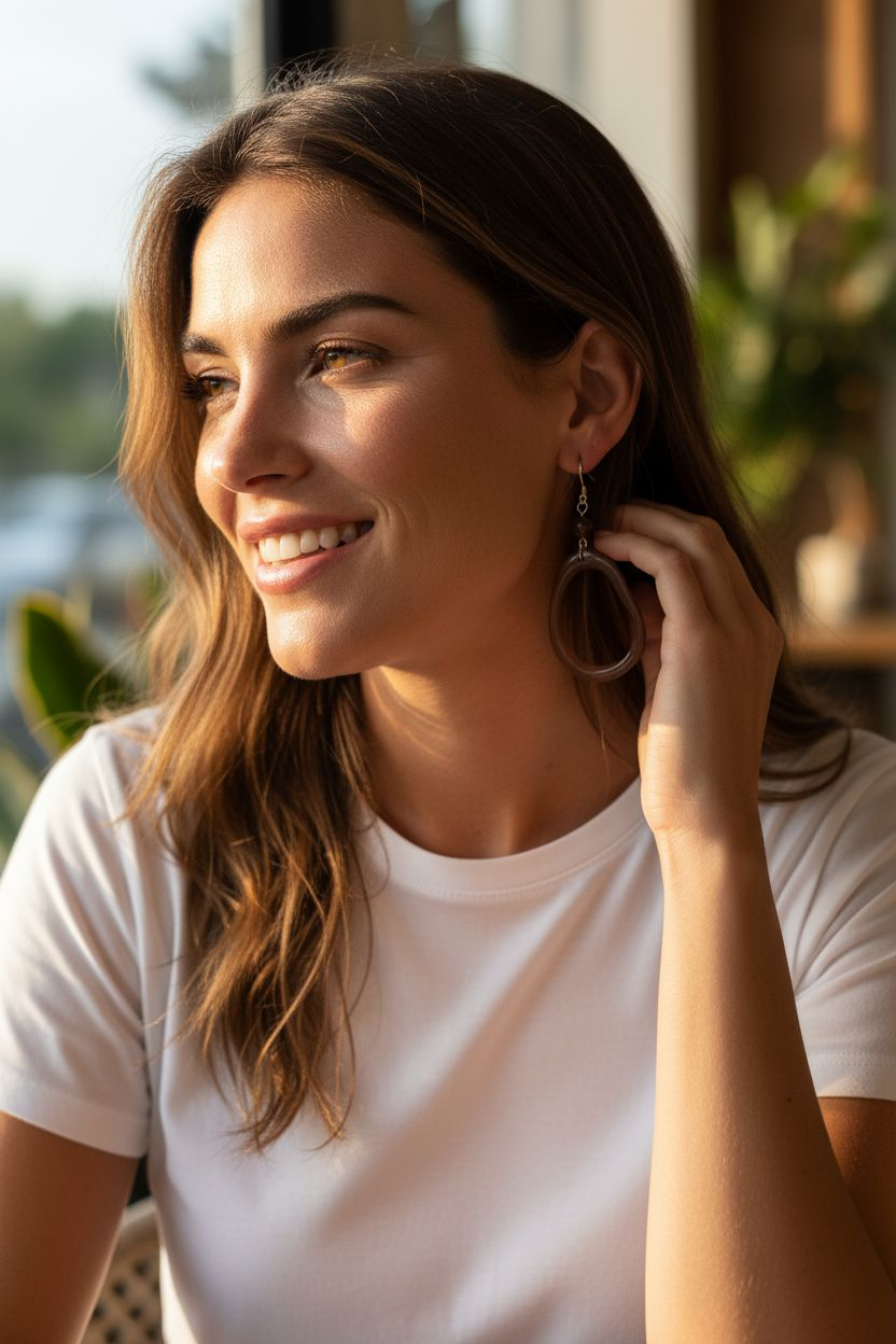 Mocha Thin Polished Hoops