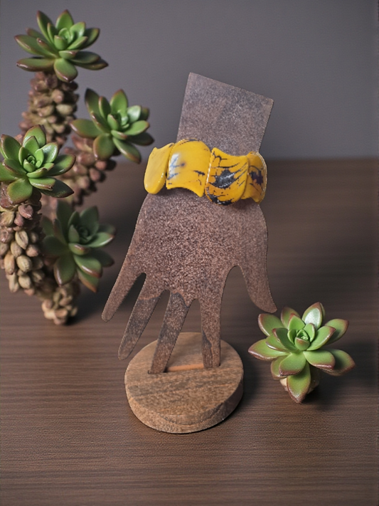 Marble Sunny Yellow Carved Tagua Nut Vegetable Ivory Bracelet