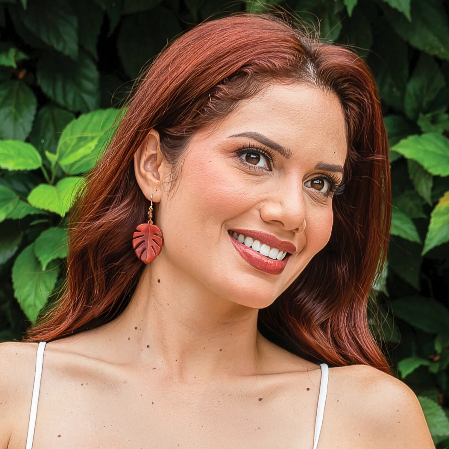 Perfectly Carved Monstera Leaf Tagua Lightweight Sylvia Earrings from the Rainforest in Ecuador